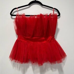 MABLE Vibrant Red Tulle Top